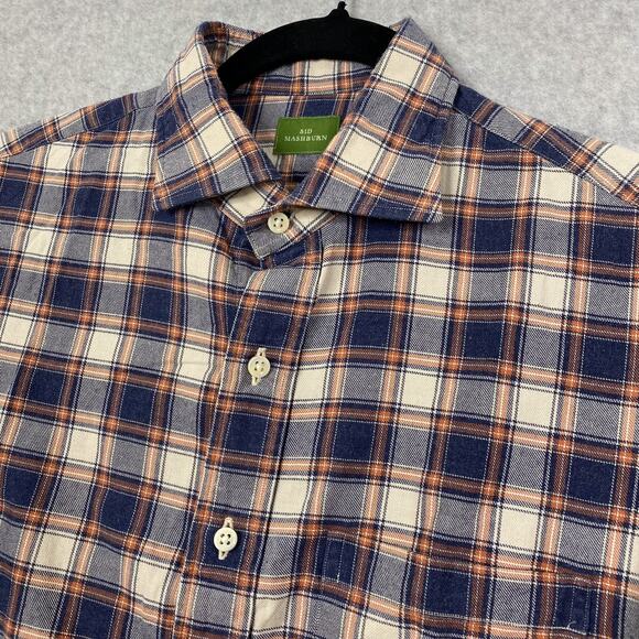 Sid Mashburn Shirt Mens S Blue White Plaid Long Sleeve Button Up - Picture 1 of 8